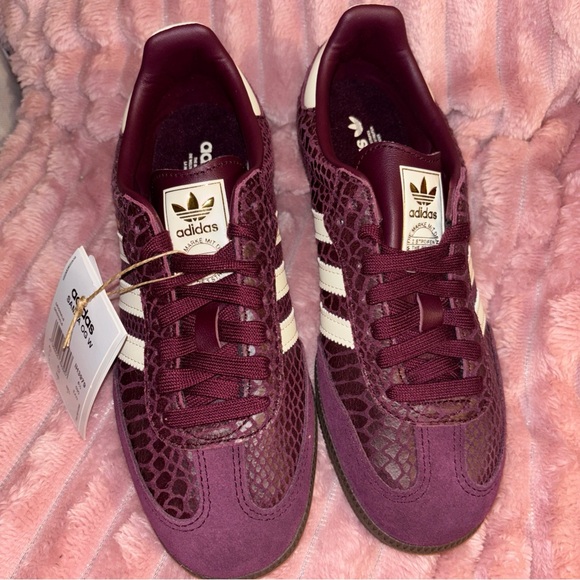 adidas Shoes - adidas Samba Snakeskin Women's Sneakers in Burgundy and White